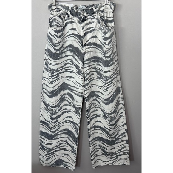 Agolde Denim - AGOLDE Lyonne Jeans Womens 30 Quiver Black Zebra Print Wide Leg High Rise NWT